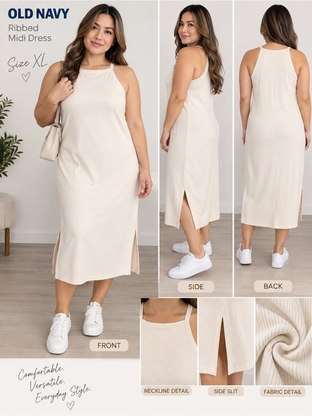 Old Navy Cream Midi Dress XL